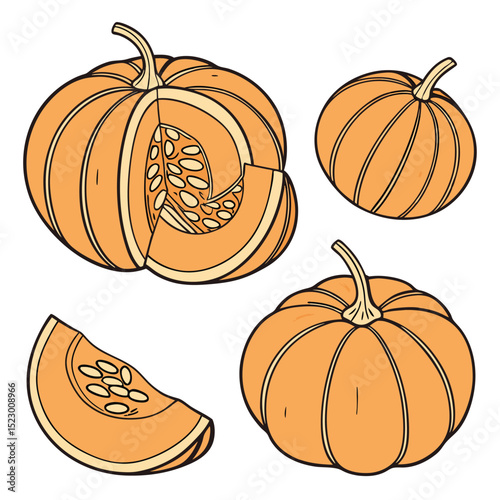 Collection of pumpkin slide In different perspectives