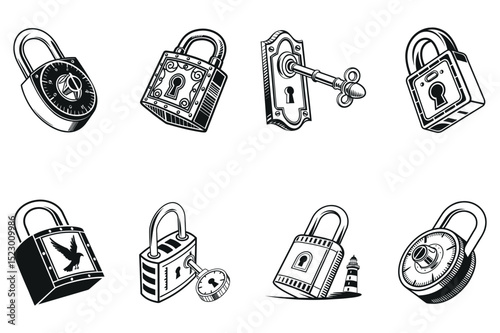Collection of Vintage-Style Padlocks and Locks