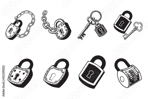 Collection of Vintage-Style Padlocks and Locks