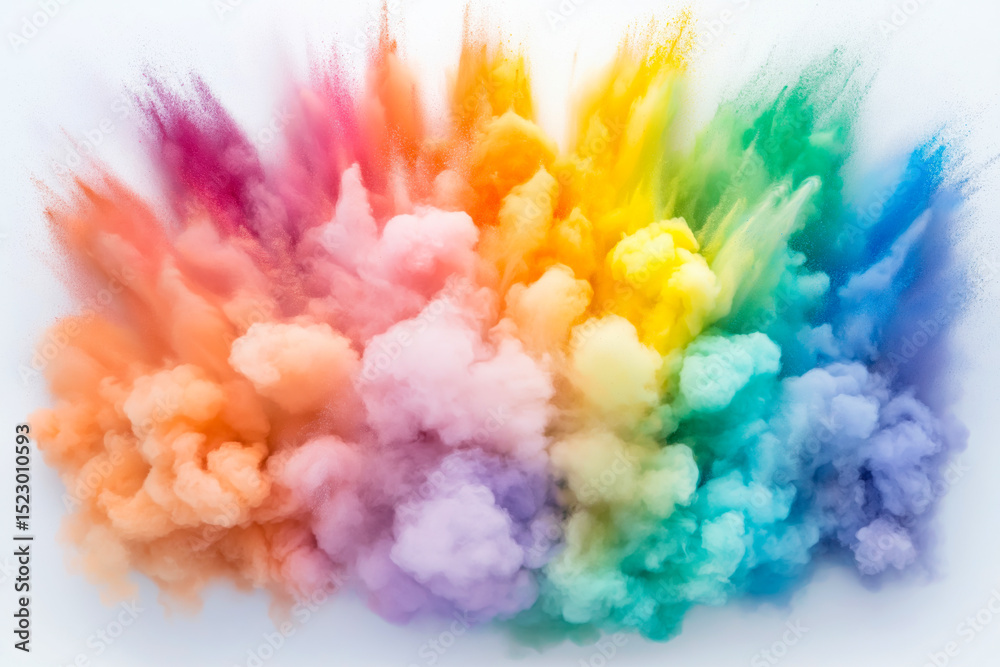 Fototapeta premium Colorful rainbow powder exploding, creating a vibrant cloud of colors