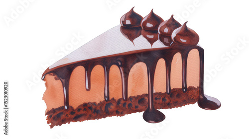 Delicious Chocolate Cake Slice with Dripping Ganache and Tasty Toppings