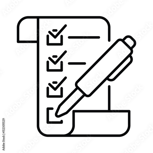 Checklist with a pen, perfect for organizing tasks, project planning, goal setting, productivity concept, business and office themed designs.