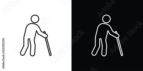 Person walking with cane icon Graphic vector set for ui design