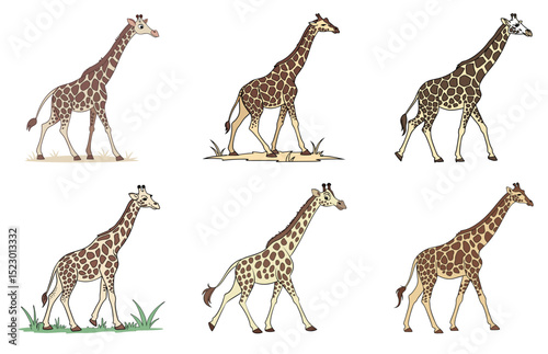 Giraffes Vector Clipart Cute Flat Giraffe Illustrations for Jungle, Safari, Kids, and Animal Designs