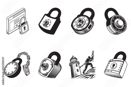 Collection of Vintage-Style Padlocks and Locks