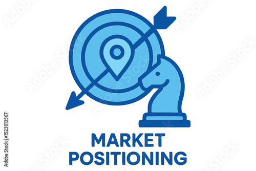 market positioning icon set, target, chess, strategy, location, and planning icons