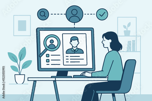 recruitment process icons featuring candidate search, resume review, hiring, and job profile, perfect for recruitment designs icon set