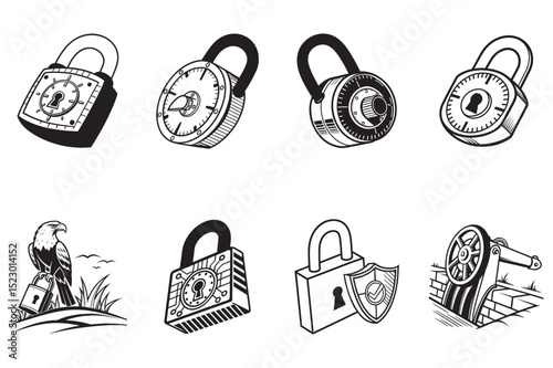 Collection of Vintage-Style Padlocks and Locks