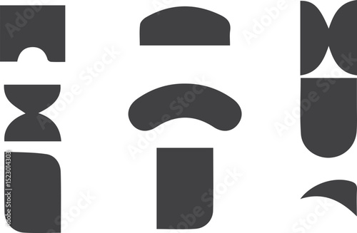 Big set of abstract vector geometric shapes Black and white vector set 