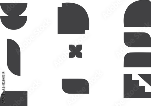 Minimal Graphic Design related  lines and circles, modern swiss graphic design element vector set 