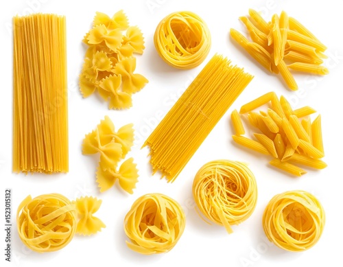 Various types of pasta arranged