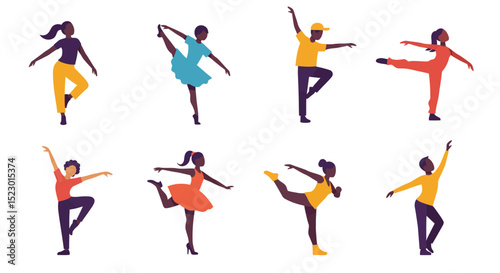 Diverse Group of Stylish Dancers in Various Poses