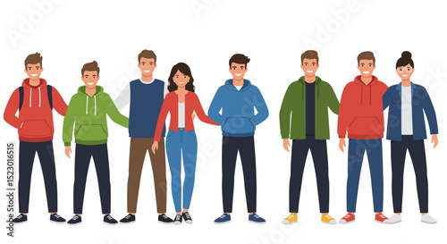 Happy Diverse Group of Young Adults Standing Together