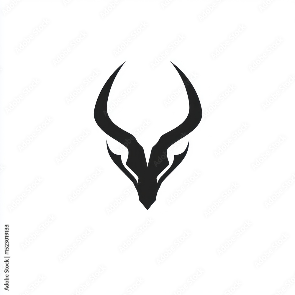 Fototapeta premium Silhouette of stylized antelope head, antler design