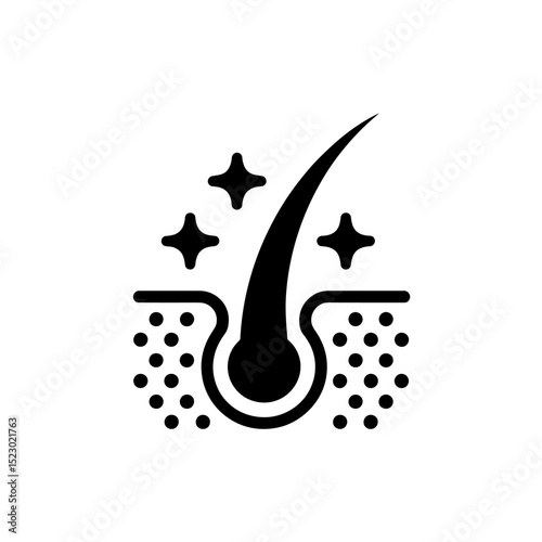 A Minimalist Black and White Icon Design Healthy Hair Follicle Illustration