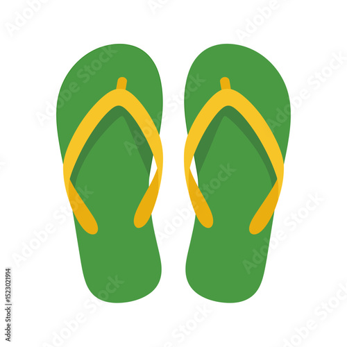 A Simple Illustration of a Pair of Green and Yellow Flip-Flops Summer Footwear Design