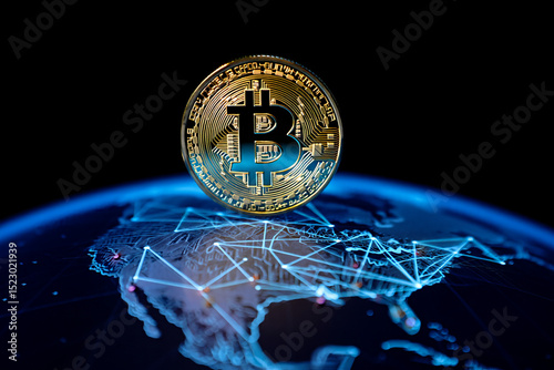 Bitcoin cryptocurrency digital money world network blockchain technology coin