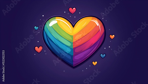 Rainbow Heart Illustration Expressing Love and Pride on a Dark Background