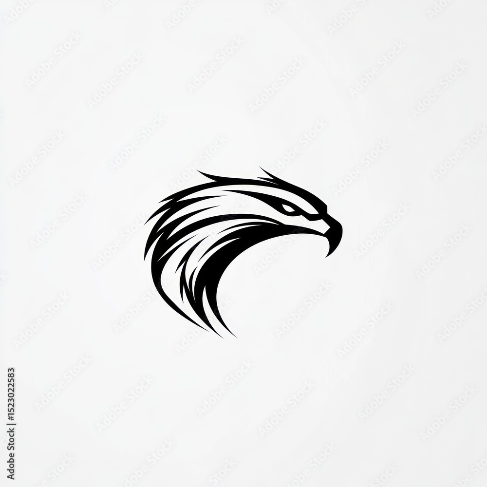 Fototapeta premium Simple black and white stylized eagle head graphic