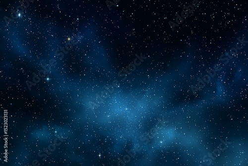 Stars and Nebulae in Dark Blue Space