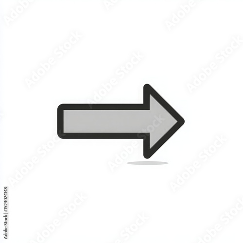 Gray Arrow Pointing Right, Black Outline