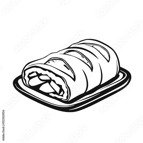 Fruit strudel illustration, dessert art, homemade pastry, traditional dish, sweet treat, copy space