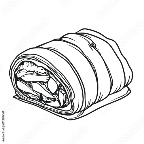 Apple strudel illustration, dessert art, baked pastry, traditional recipe, sweet treat, copy space