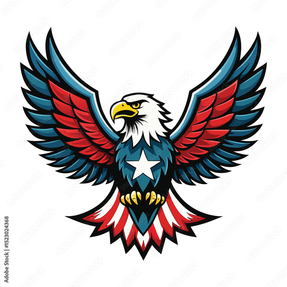 Fototapeta premium a majestic bald eagle with its wings spread wide.