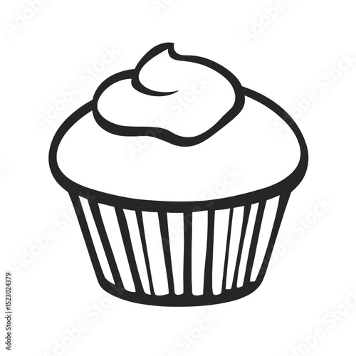 Simple cupcake illustration with frosting for dessert lovers, baking promotions, and celebrations
