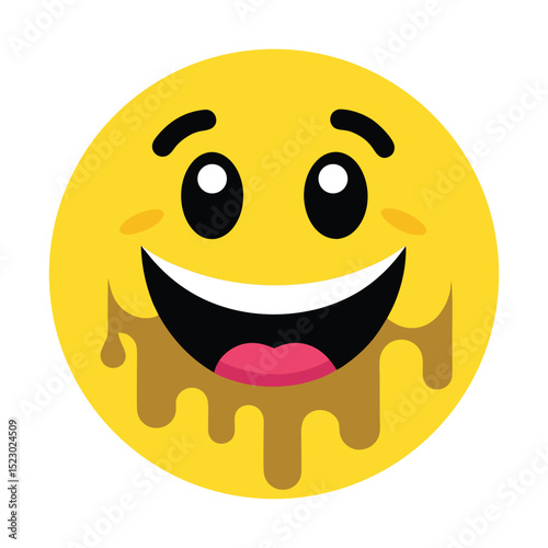 a smiling yellow emoticon it has big round.