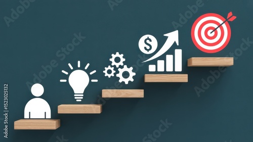 Visual steps representing progress toward business success.