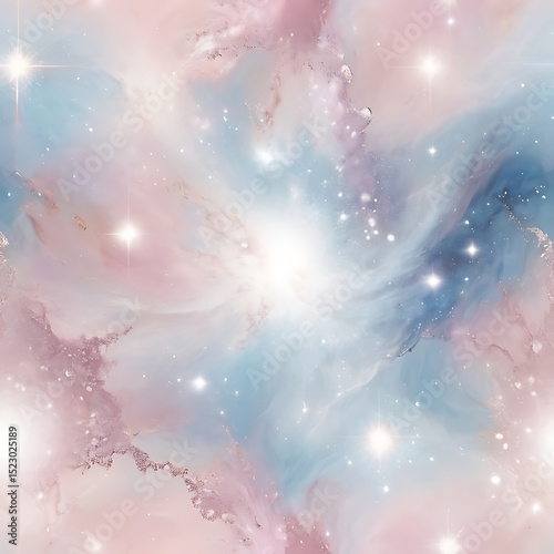 Cosmic Dreamscape of Pink and Blue Nebula with Sparkling Stars and Light Trails | AI Generated photo