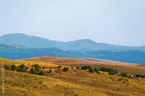 summer countryside landscape inside Val d'Agri, Basilicata, Italy