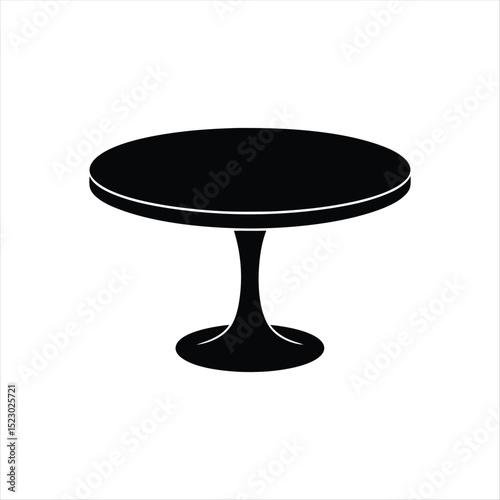 Black Round Table Isolated on White Background