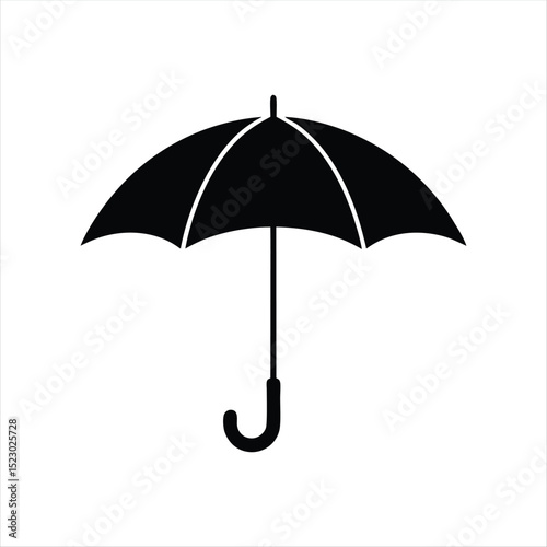Black Umbrella Isolated on White Background