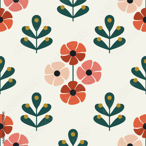 Retro floral seamless pattern background.