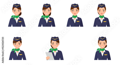 Six Smiling Air Hostesses in Uniform