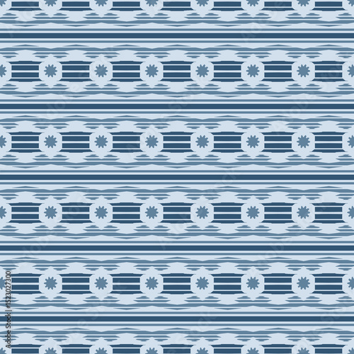 Blue Indigo Geometric Stripe Seamless Pattern