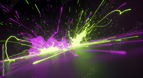 Electric Hues A Dance Of Neon Splatters Against A Dark Abstract Canvas
