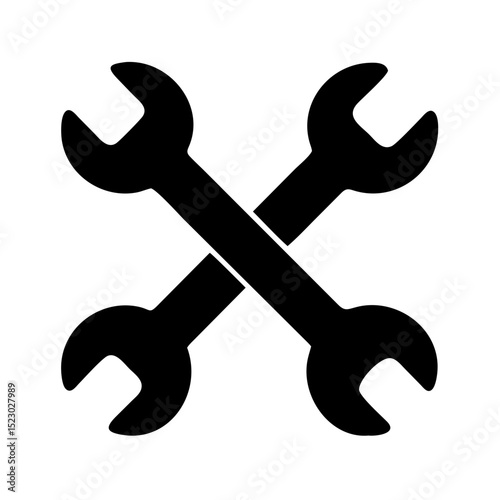Crossed Wrench Icon – Vector Symbol of Tools, Repair, and Maintenance

