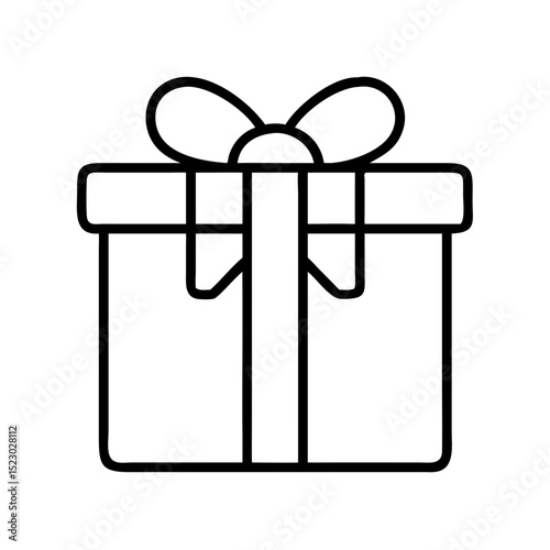 Gift Box Line Icon – Outline Vector Sign in Linear Style for Celebration and Surprise

