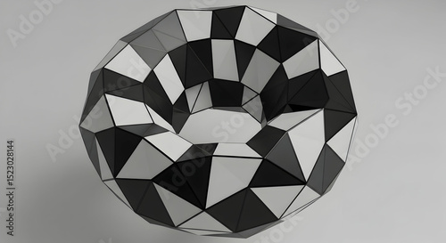 Abstract Donut Shape From Black And White Triangles Isolated On White Background