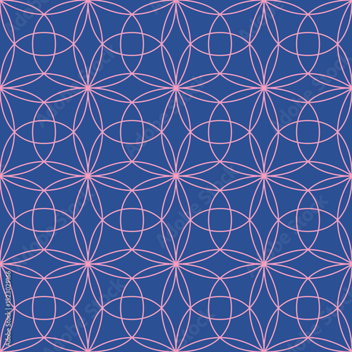 Line floral grid minimalist seamless pattern. Thin linear abstract flowers. Vector retro background