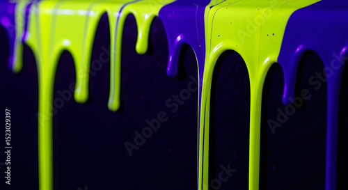 Fluid Neon Drips on Dark Backdrop Creates Vibrant Abstract Design