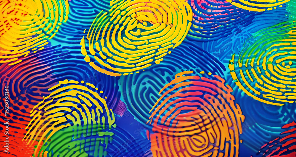 Obraz premium Kolorowa abstrakcja z odciskami palców – sztuka, tożsamość i kreatywność