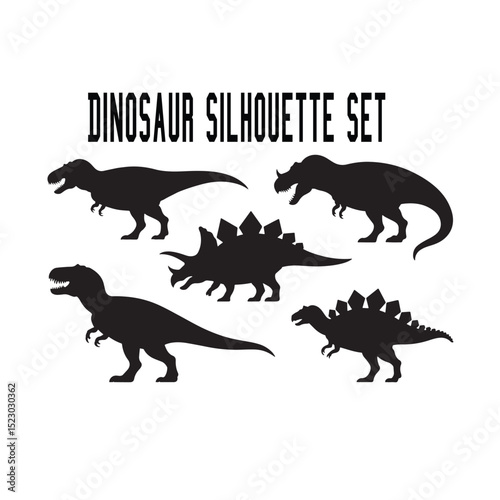 Dinosaur silhouette set prehistoric creatures t rex stegosaurus triceratops