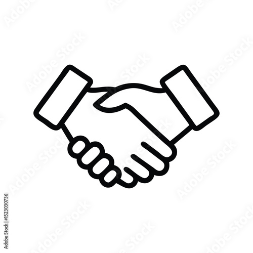 Handshake vector line icon isolated on white background. Conclusion of business deal by hand shake line icon for infographic, website or app. 