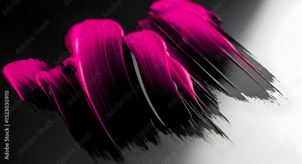 Obraz premium Vibrant Fuschia Paint Strokes Against A Dark Gradient Background