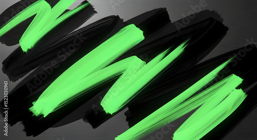 Dynamic Strokes Contrast: An Abstract Expression With Green And Black