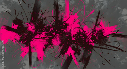 Abstract Fusion Of Hot Pink And Charcoal Grey Artistic Expression